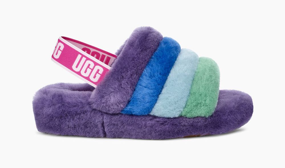 Ugg Slide Mens - Ugg Pride Fluff Yeah Rainbow Purple - 748ZSCGEV